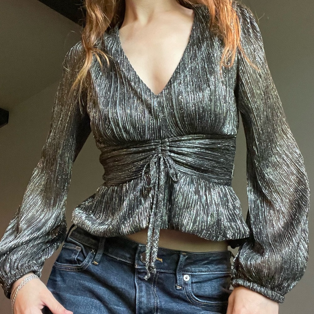 Metallic Black and Silver Women's Top